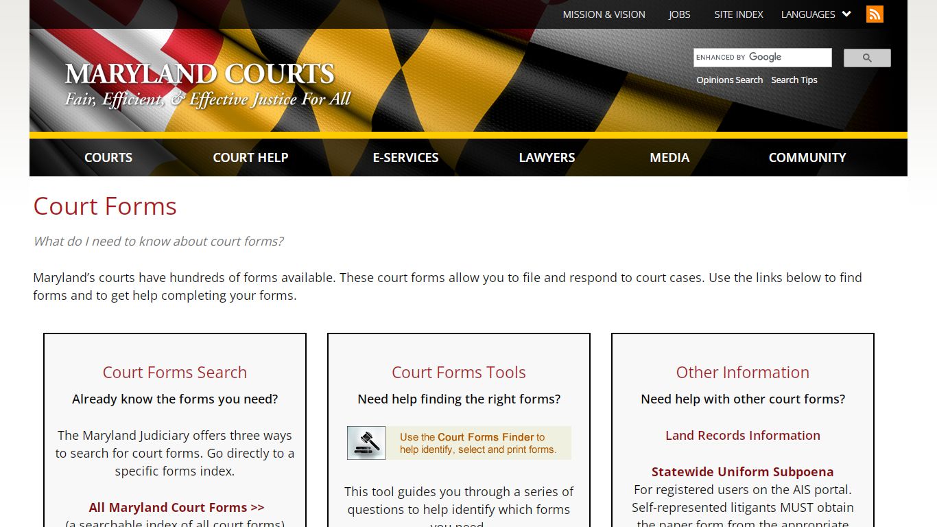 Court Forms | Maryland Courts